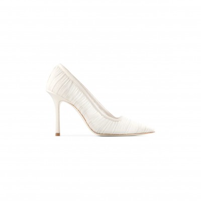 JIMMY CHOO LOTTA 100 IVORY TULLE AND NAPPA PUMPS LOTTA100IVW